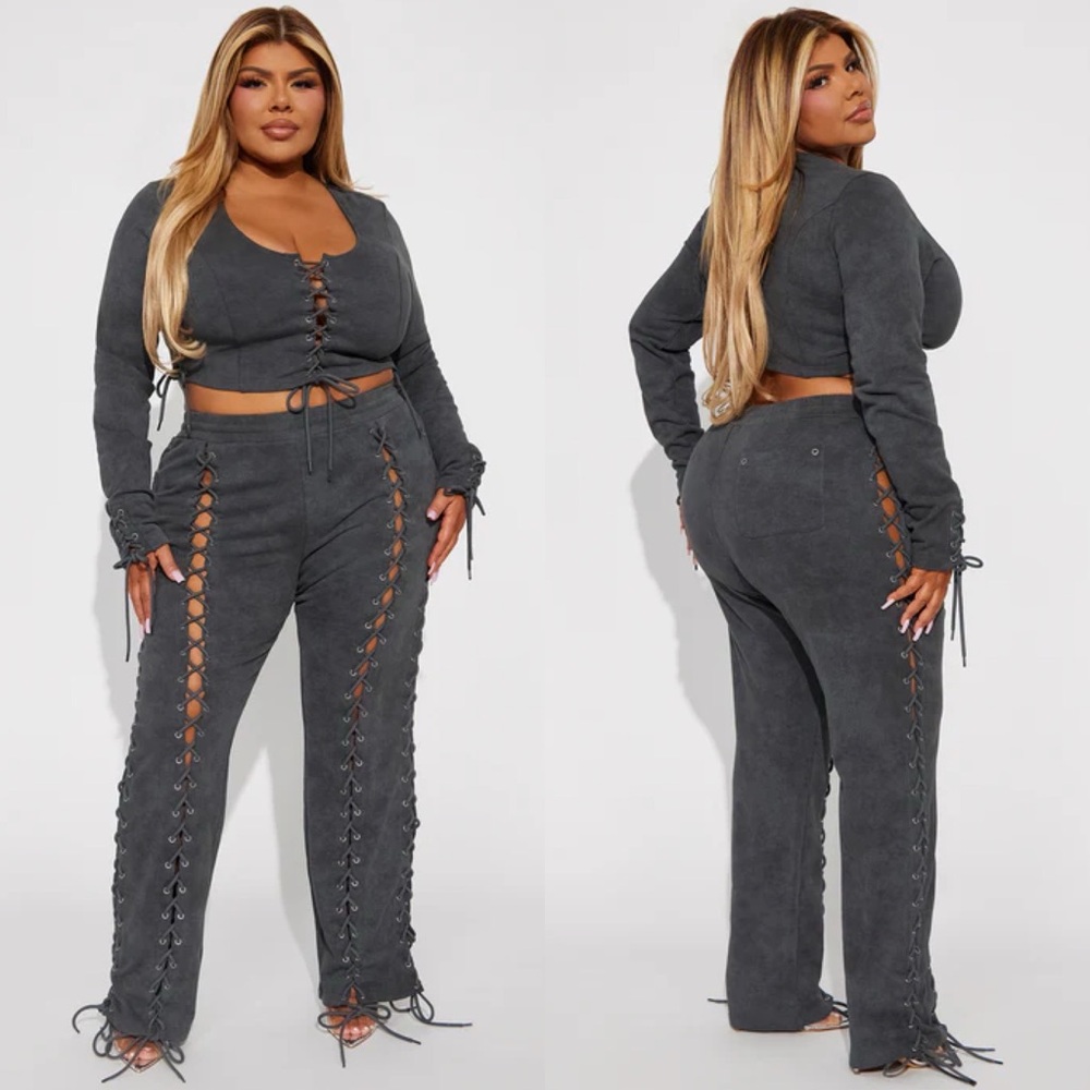 Lace Up Pants Set
